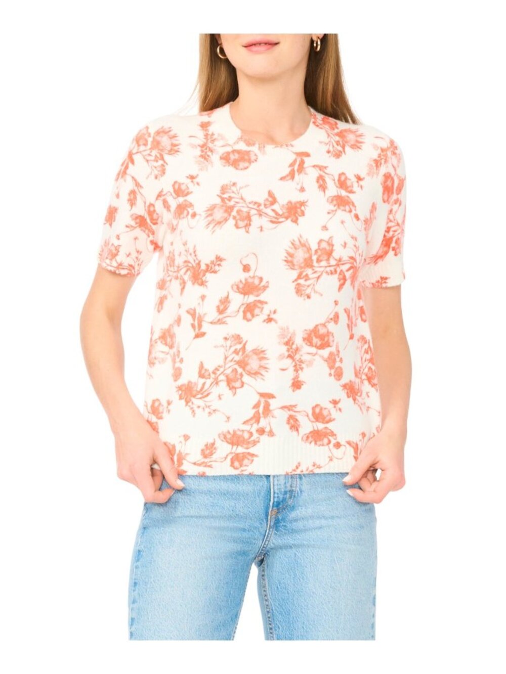NWT TED BAKER Floral Short Sleeve Sweater New Ivory Size XL